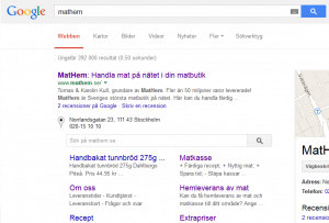 Google sökruta vid Sitelinks